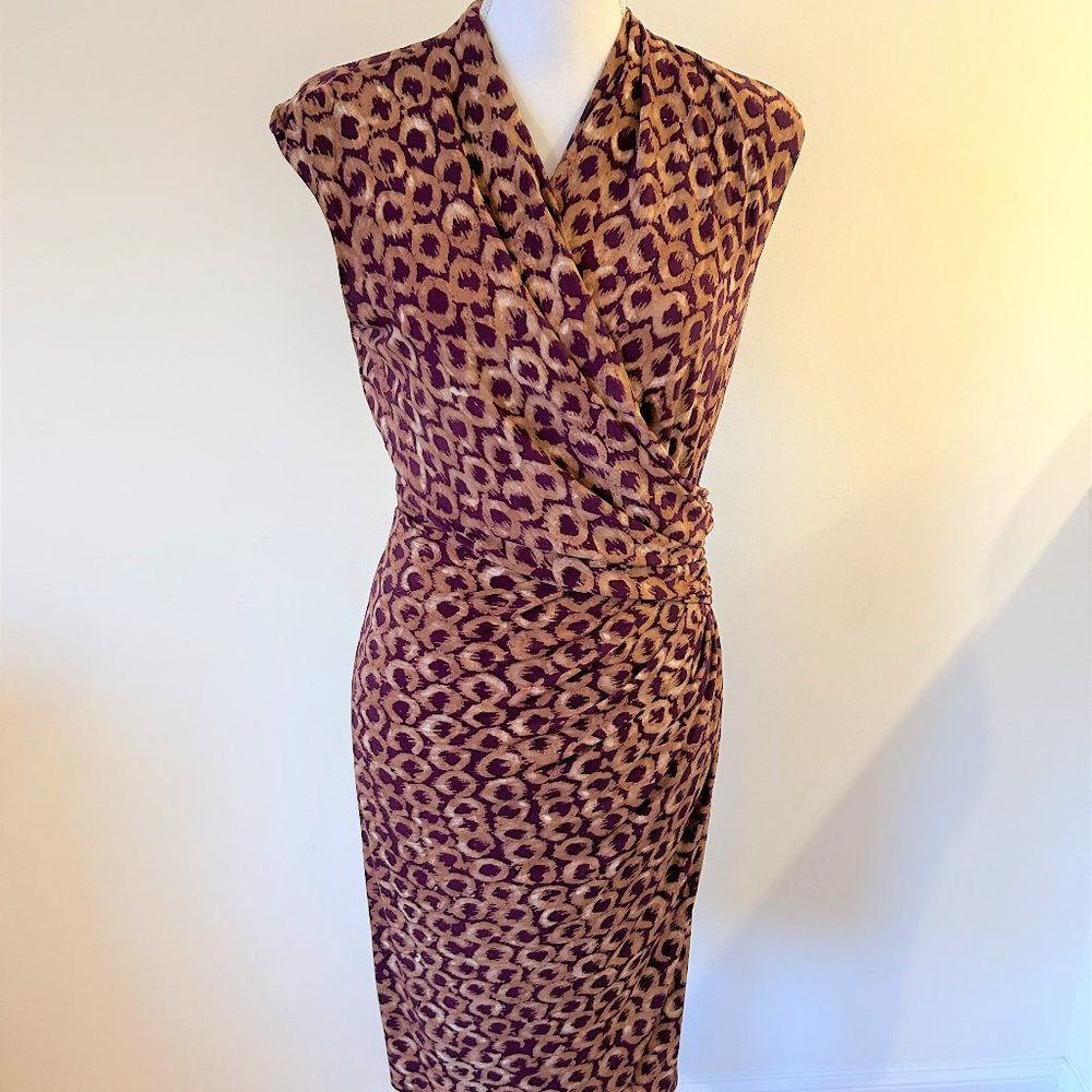 Ralph Lauren - Maroon and Beige Leopard Skin Sleeveless, Pullover Dress - Size 6